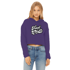Trust in God Cropped Raw Edge Hoodie Womens Christian Sweatshirt - Encore2woPurpleXS