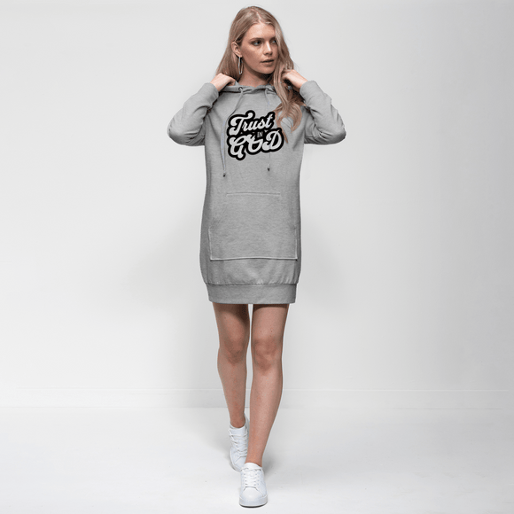 Trust in God Hoodie Dress Christian Casual Womens Apparel - Encore2woLight GreyXS