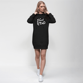 Trust in God Hoodie Dress Christian Casual Womens Apparel - Encore2woBlackXS
