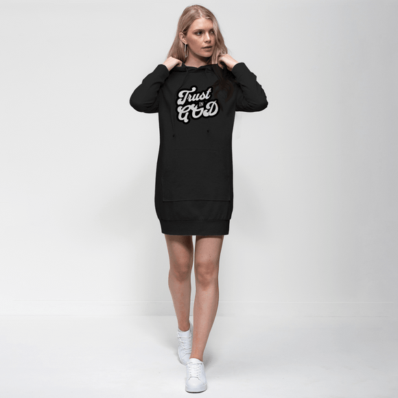 Trust in God Hoodie Dress Christian Casual Womens Apparel - Encore2woBlackXS