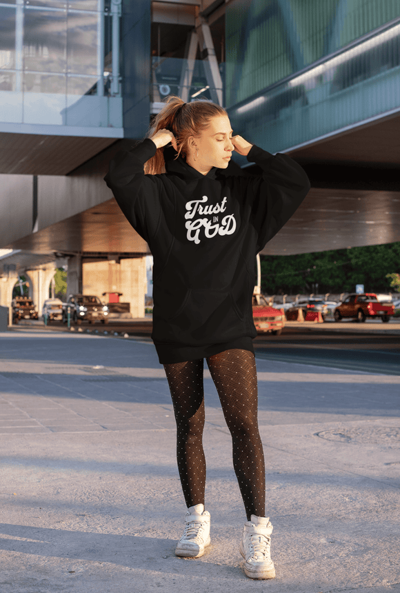 Trust in God Hoodie Dress Christian Casual Womens Apparel - Encore2woLight GreyXS