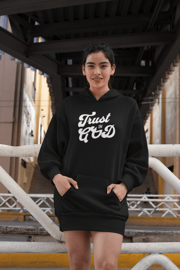 Trust in God Hoodie Dress Christian Casual Womens Apparel - Encore2woLight GreyXS