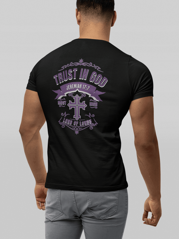 Trust in God Jeremiah 17:7 Christian Graphic Tee Faith Inspired Shirt - Encore2woBlackS