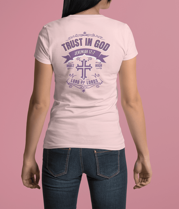 Trust in God Jeremiah 17:7 Christian Graphic Tee Faith Inspired Shirt - Encore2woWhiteS