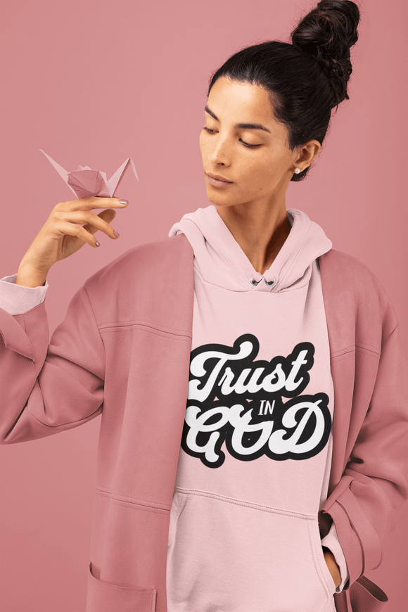 Trust in God Retro Hoodie Vintage Christian Faith Sweatshirt - Encore2woLight PinkS