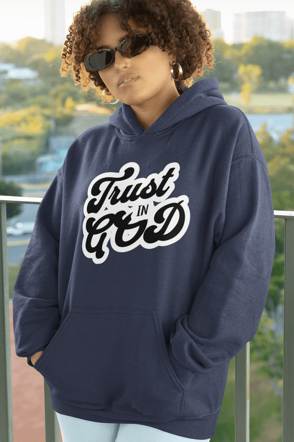 Trust in God Retro Hoodie Vintage Christian Faith Sweatshirt - Encore2woNavyS