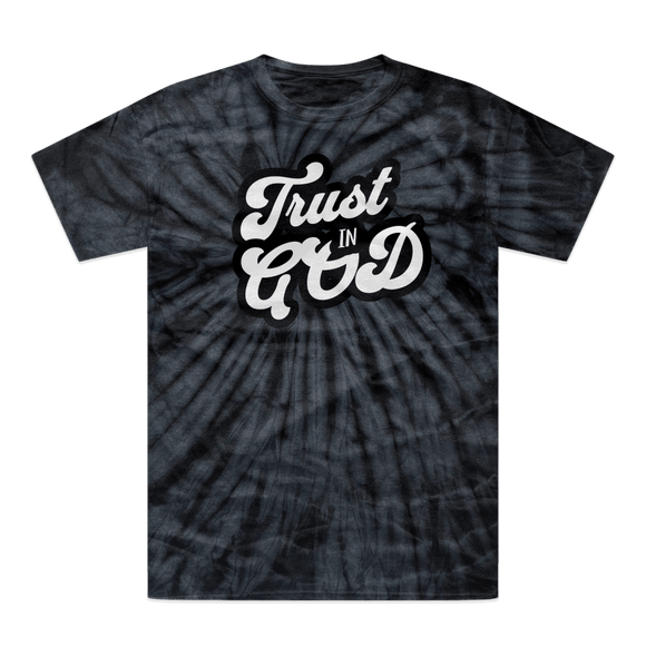 Trust in God Tonal Spider Tie Dye Christian Graphic Tee - Encore2woBlackUnisexS