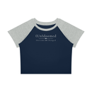 (Un)doomed Women’s Raglan Baby Tee – Outcome Changed T-Shirt - Encore2woNavy Blue with Flower GrayS