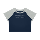 (Un)doomed Women’s Raglan Baby Tee – Outcome Changed T-Shirt - Encore2woNavy Blue with Flower GrayS