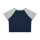 (Un)doomed Women’s Raglan Baby Tee – Outcome Changed T-Shirt - Encore2woNavy Blue with Flower GrayS