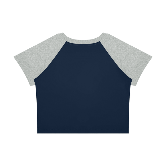 (Un)doomed Women’s Raglan Baby Tee – Outcome Changed T-Shirt - Encore2woNavy Blue with Flower GrayS