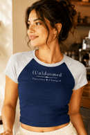 (Un)doomed Women’s Raglan Baby Tee – Outcome Changed T-Shirt - Encore2woNavy Blue with Flower GrayS