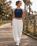 (Un)doomed Women’s Raglan Baby Tee – Outcome Changed T-Shirt - Encore2woNavy Blue with Flower GrayS