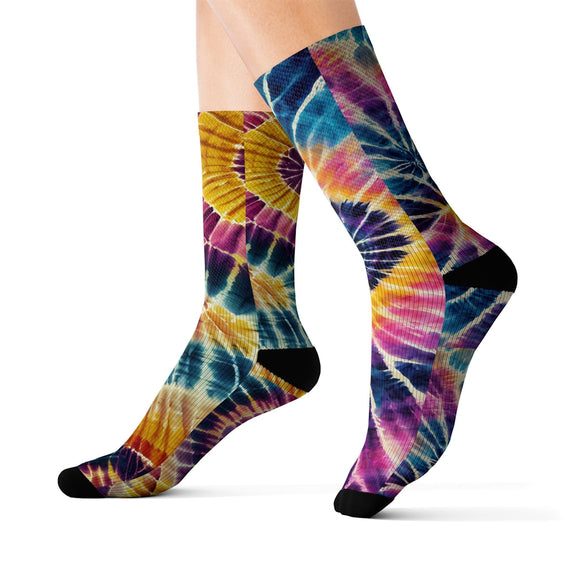 Unique Tie - Dye Pattern Mismatched Socks Trendy Colorful Footwear - Encore2woL
