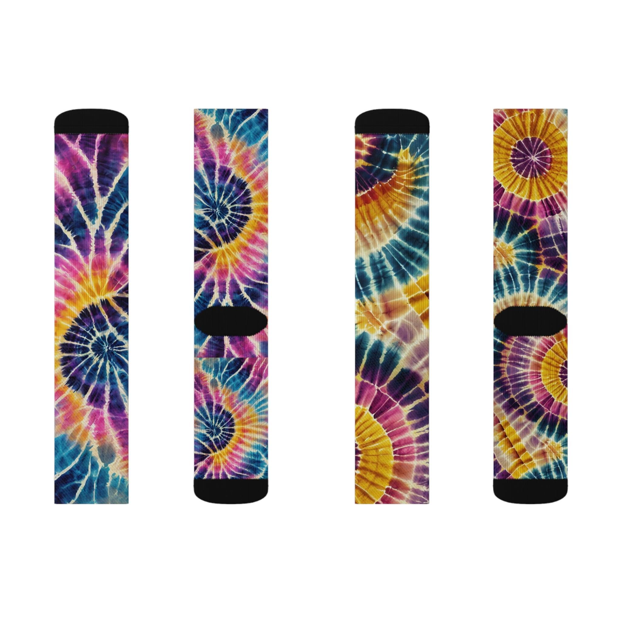 Unique Tie - Dye Pattern Mismatched Socks Trendy Colorful Footwear - Encore2woM