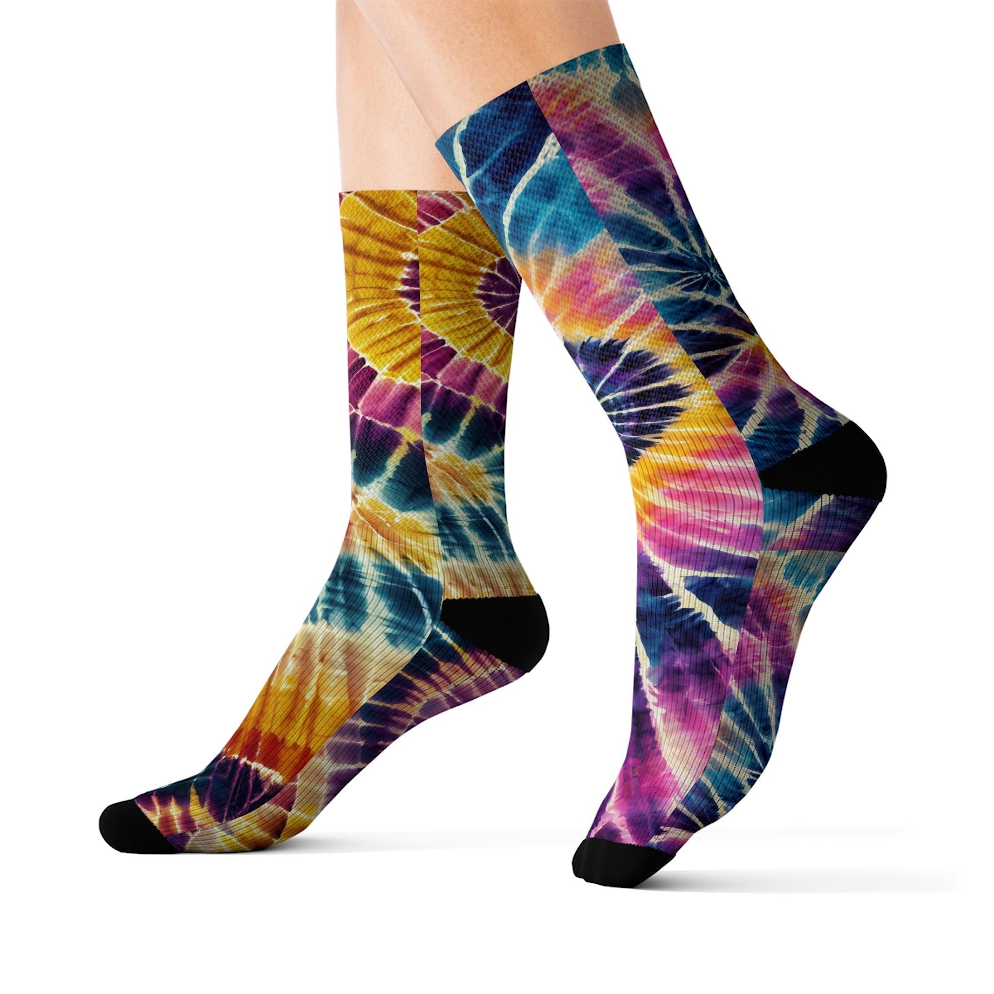 Unique Tie - Dye Pattern Mismatched Socks Trendy Colorful Footwear - Encore2woM