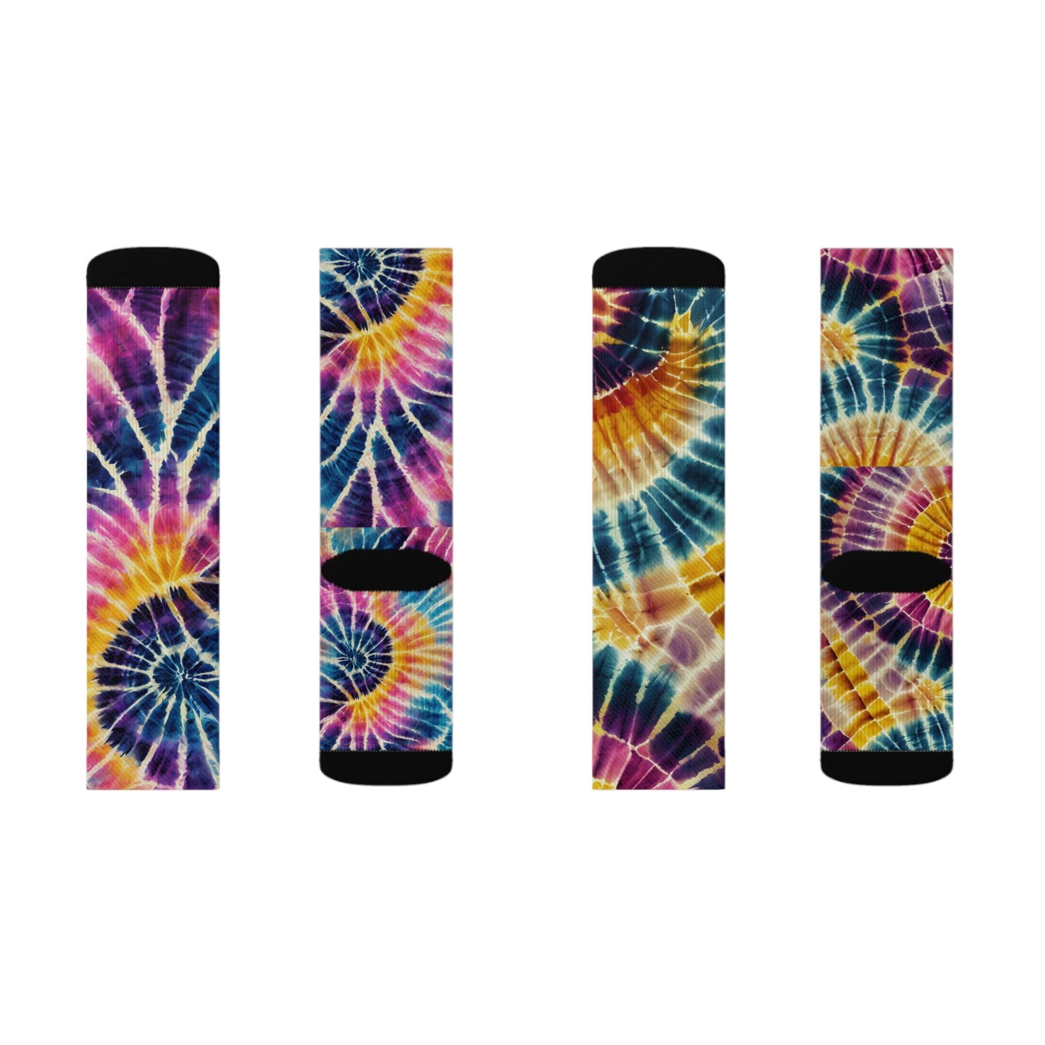 Unique Tie - Dye Pattern Mismatched Socks Trendy Colorful Footwear - Encore2woM