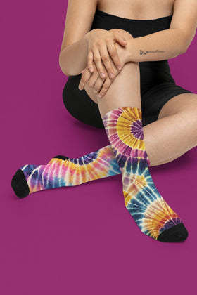 Unique Tie - Dye Pattern Mismatched Socks Trendy Colorful Footwear - Encore2woL