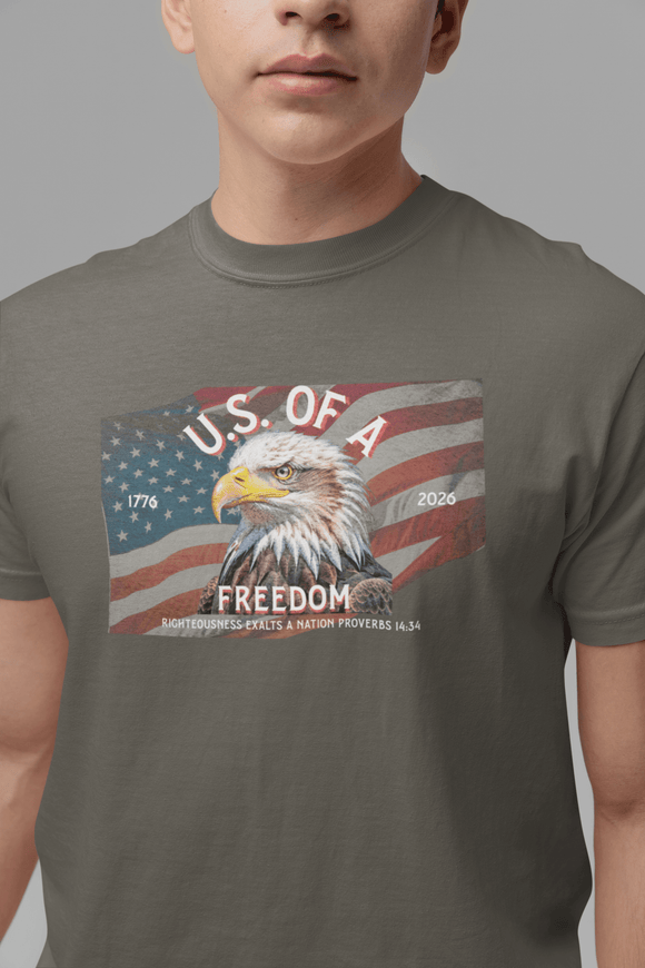 U.S. Freedom Eagle Proverbs 14:34 Patriotic Christian Graphic Tee - Encore2woArmyS
