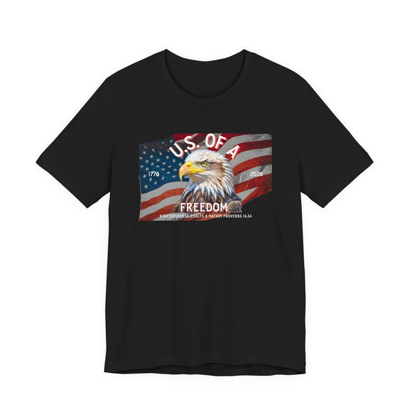U.S. Freedom Eagle Proverbs 14:34 Patriotic Christian Graphic Tee - Encore2woArmyS