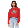 U.S. of A Cropped Raw Edge Boyfriend Hoodie Patriotic Eagle Graphic - Encore2woRedXS