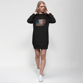 U.S. of A Patriotic Eagle Hoodie Dress Faith and Freedom Graphic - Encore2woBlackXS