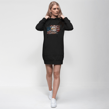 U.S. of A Patriotic Eagle Hoodie Dress Faith and Freedom Graphic - Encore2woBlackXS
