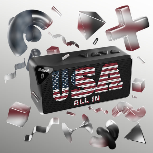 USA All In Bluetooth Speaker - Patriotic Portable Sound - Encore2wo4.25" x 2.25"Black