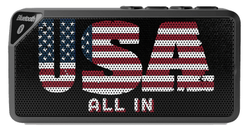 USA All In Bluetooth Speaker - Patriotic Portable Sound - Encore2wo4.25" x 2.25"Black