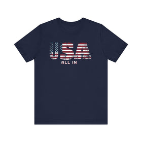 USA All In Patriotic Flag Graphic Tee American Pride Shirt - Encore2woNavyS