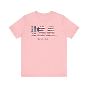 USA All In Patriotic Flag Graphic Tee American Pride Shirt - Encore2woPinkS