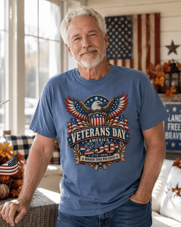 Veterans Day America 250 T-Shirt for Veterans and Patriotic Families - Encore2woCrimsonS