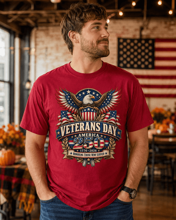 Veterans Day America 250 T-Shirt for Veterans and Patriotic Families - Encore2woCrimsonS