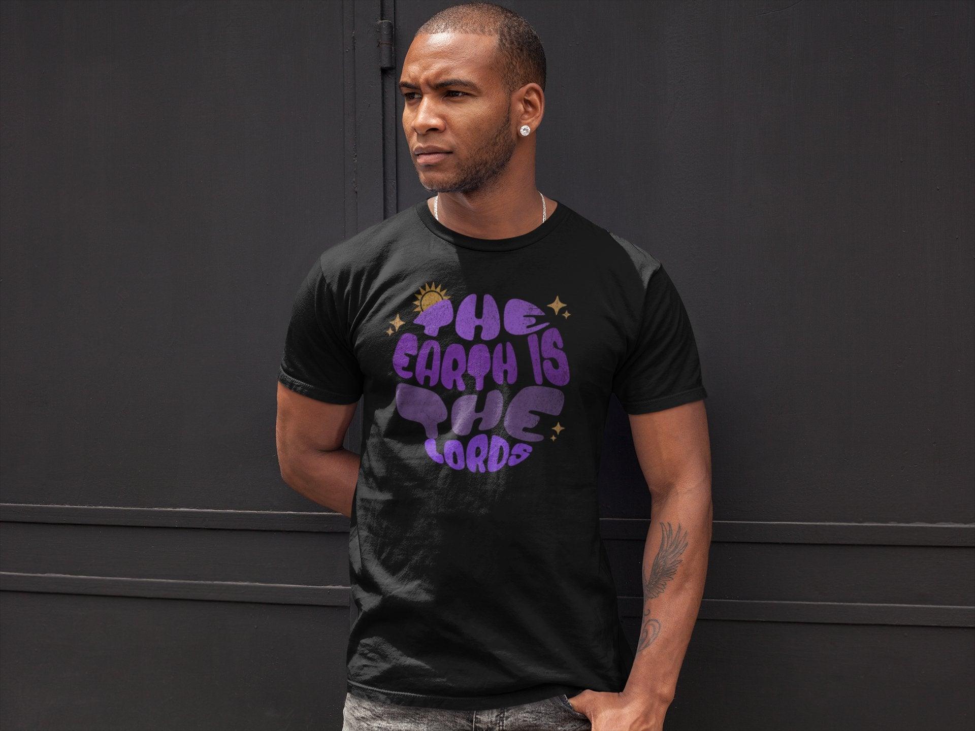 Vintage 'The Earth is the Lord's' Circular Designed Tee Unisex T-Shirt - Encore2woBlackS