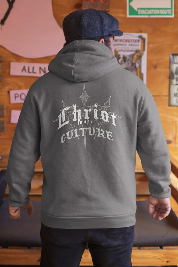Vintage Y2K 'Christ Over Culture' Streetwear Hoodie Unisex Heavy Blend - Encore2woCharcoalS