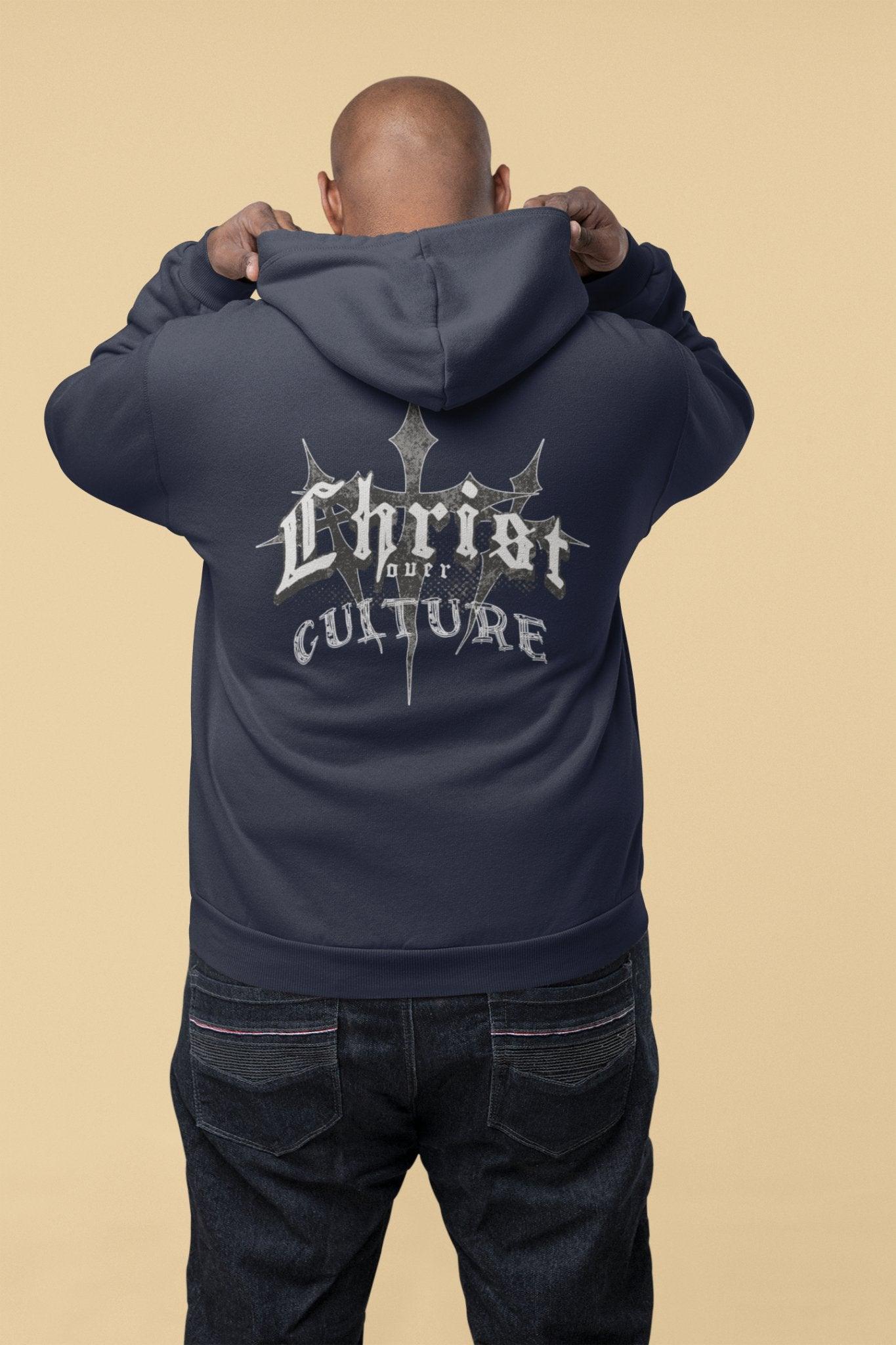 Vintage Y2K 'Christ Over Culture' Streetwear Hoodie Unisex Heavy Blend - Encore2woCharcoalS