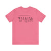 Walking by Faith Inspirational Christian Graphic Tee - Encore2woCharity PinkS