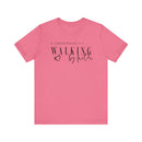 Walking by Faith Inspirational Christian Graphic Tee - Encore2woCharity PinkS