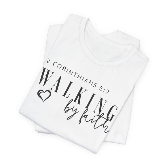 Walking by Faith Inspirational Christian Graphic Tee - Encore2woCharity PinkS
