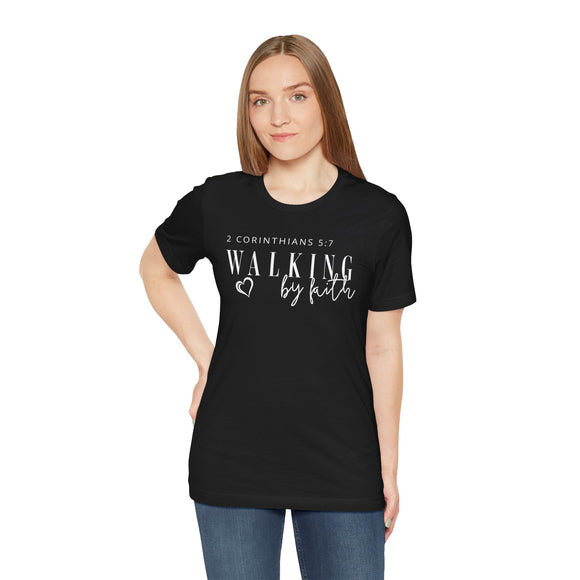 Walking by Faith Inspirational Christian Graphic Tee - Encore2woCharity PinkS