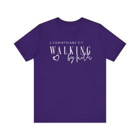 Walking by Faith Inspirational Christian Graphic Tee - Encore2woTeam PurpleS