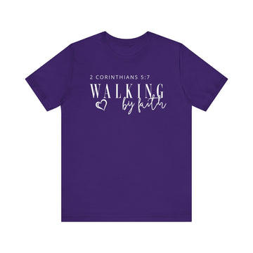 Walking by Faith Inspirational Christian Graphic Tee - Encore2woTeam PurpleS