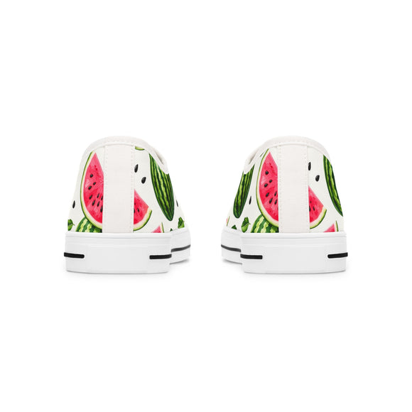 Watermelon Fresh Low Top Canvas Sneakers – Women’s Summer Fruit Print Shoes - Encore2woUS 5.5White sole
