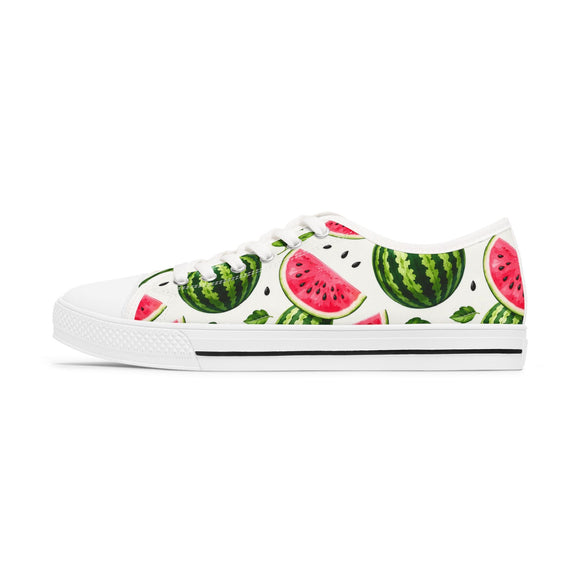 Watermelon Fresh Low Top Canvas Sneakers – Women’s Summer Fruit Print Shoes - Encore2woUS 5.5White sole