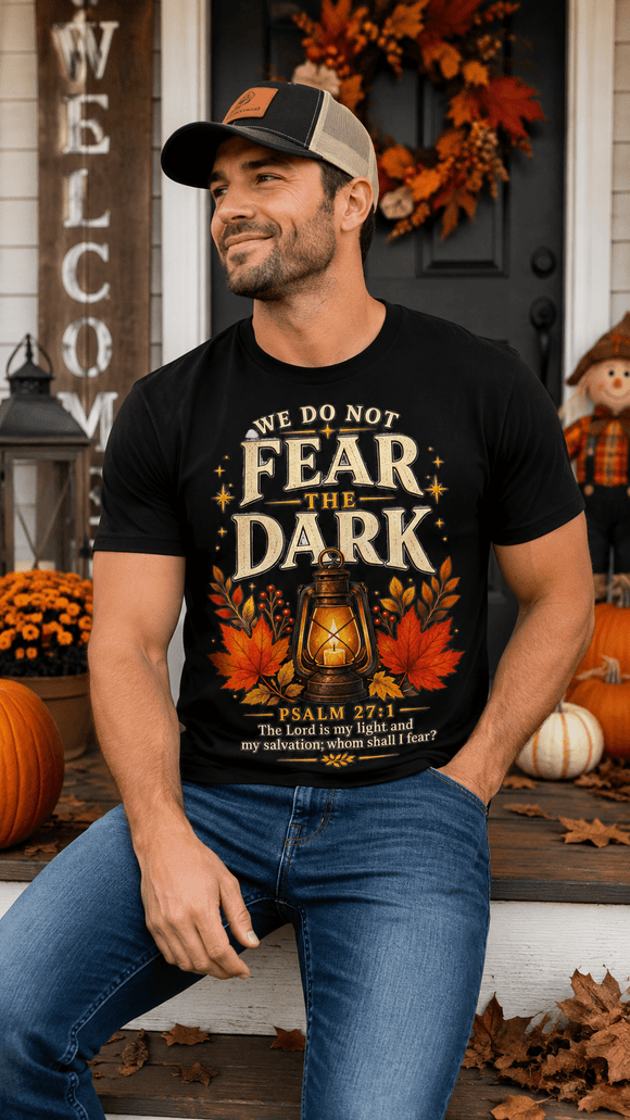 We Do Not Fear the Dark Psalm 27:1 Christian Halloween Tee - Encore2woTeam PurpleS