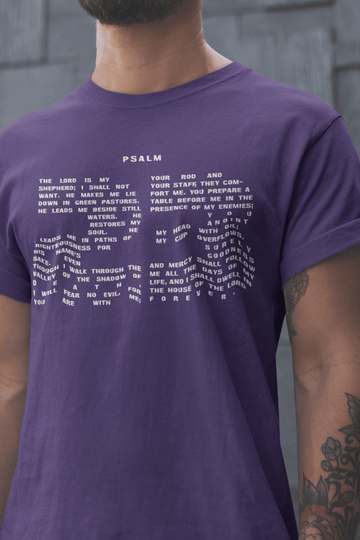 Wear Psalm 23 with Confidence – “The Lord Is My Shepherd” T-Shirt - Encore2woTeam PurpleS