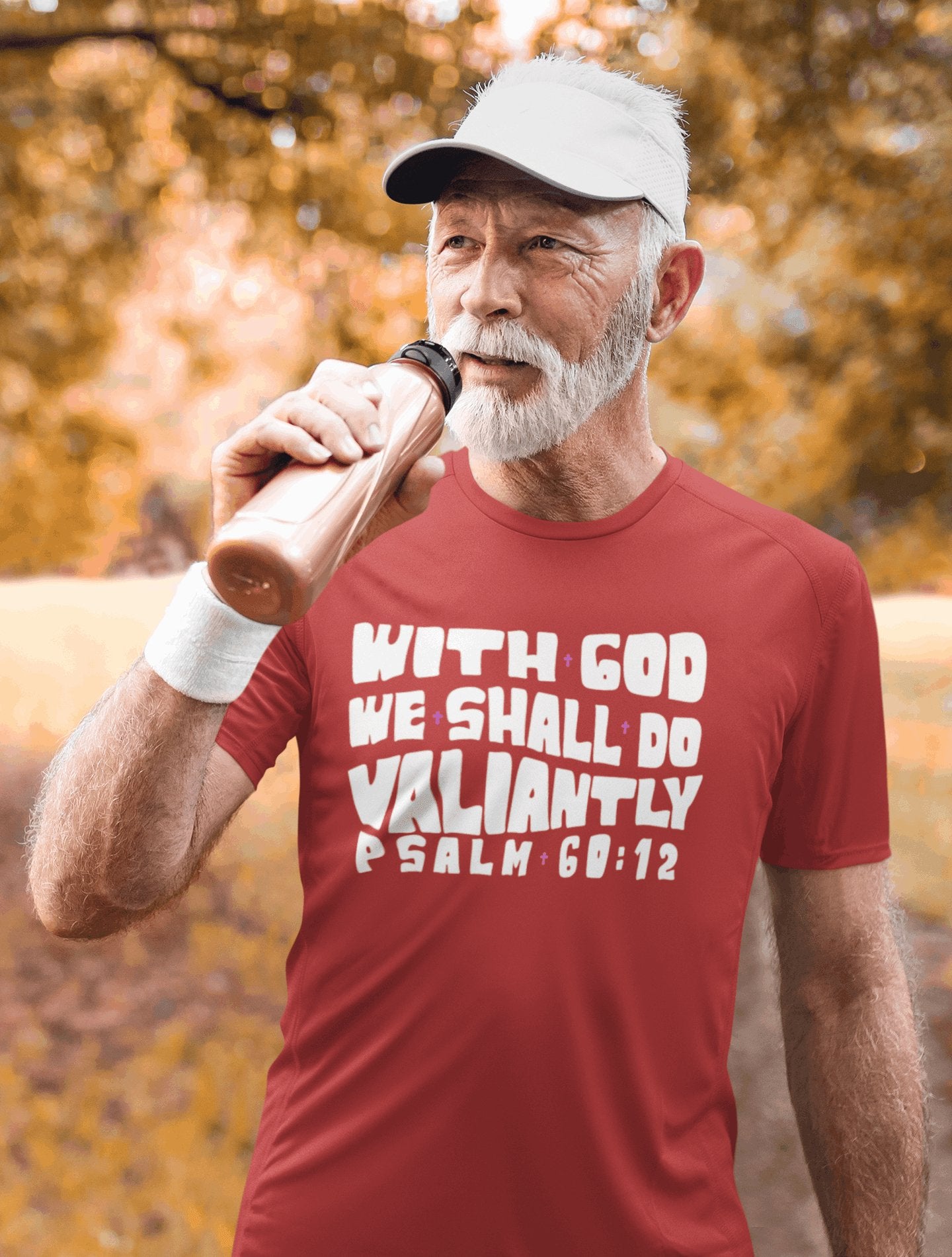 With God We Shall Do Valiantly T - Shirt Retro Psalms 60:12 Bible Tee - Encore2woCharity PinkS