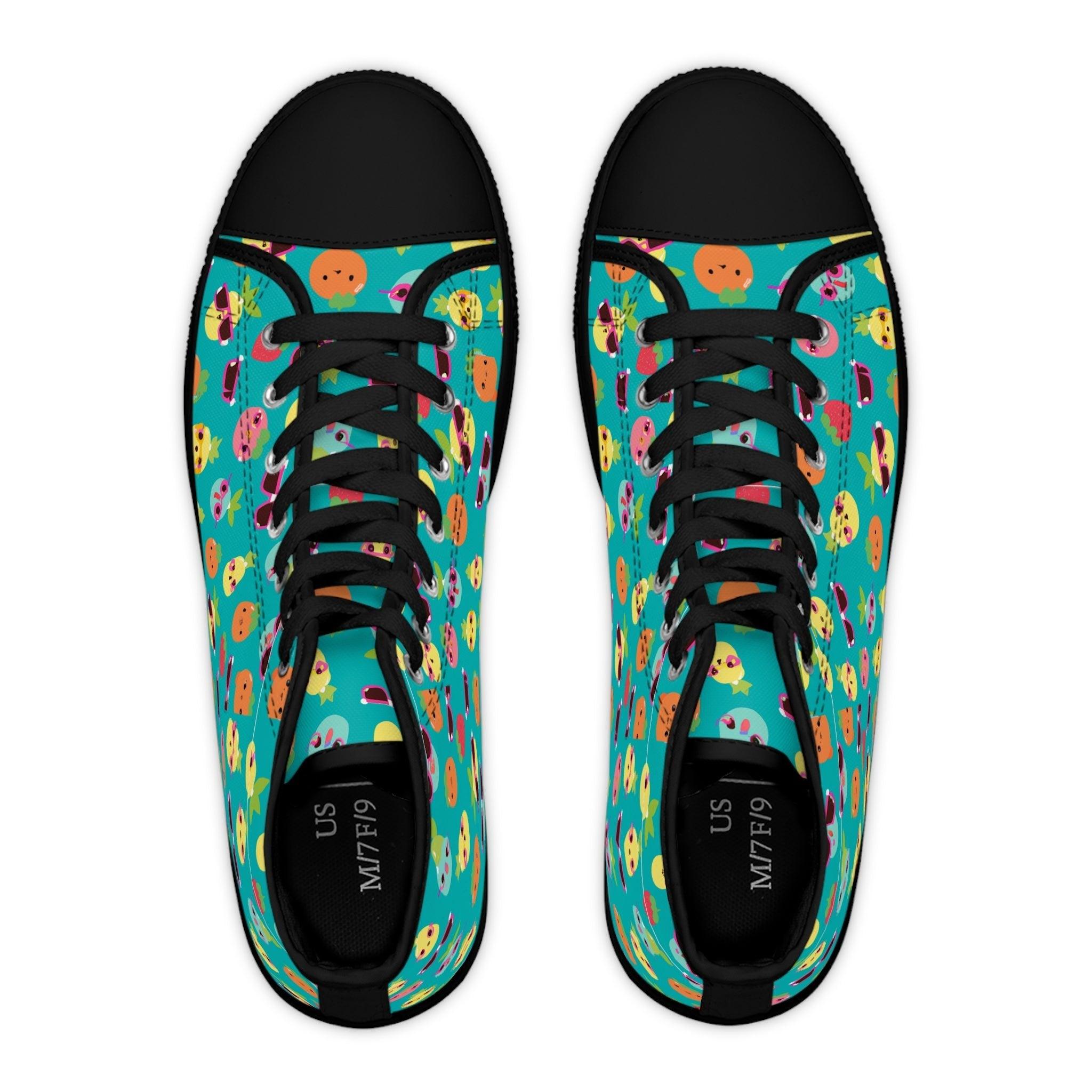 Women's Cute Summer Fruits High Top Sneakers, Fruit Pattern Shoes Fun and Playful Sneakers - Encore2woUS 5.5Black sole