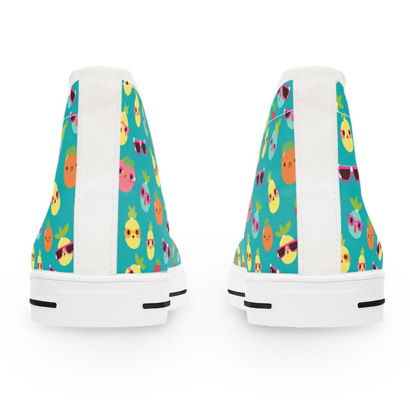 Women's Cute Summer Fruits High Top Sneakers, Fruit Pattern Shoes Fun and Playful Sneakers - Encore2woUS 5.5Black sole
