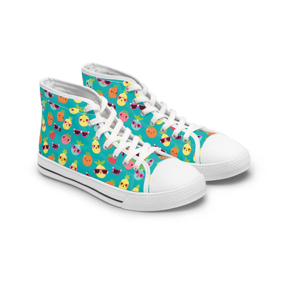 Women's Cute Summer Fruits High Top Sneakers, Fruit Pattern Shoes Fun and Playful Sneakers - Encore2woUS 5.5White sole